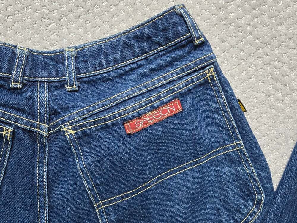 Sasson Vintage High-Waisted Dark Wash Mom Jeans Blue Denim